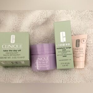Clinique take the day off facial cleansing balm .5 oz. & moisture surge 17 oz.
